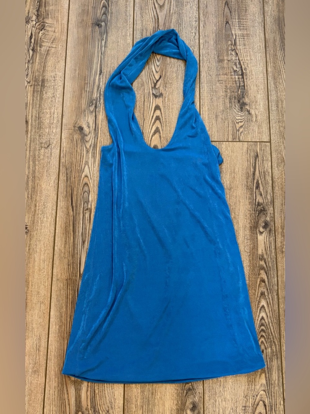 With Jean Lena Halter Mini Dress Blue Size M - Picture 2 of 6
